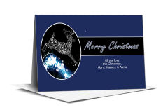 Black and Blue Christmas Reindeer Flying Stars Cards  7.875